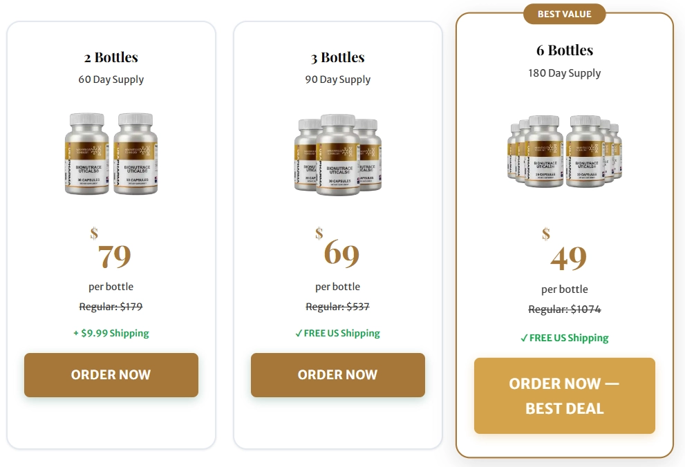 Bionutraceuticals pricing packages and order options